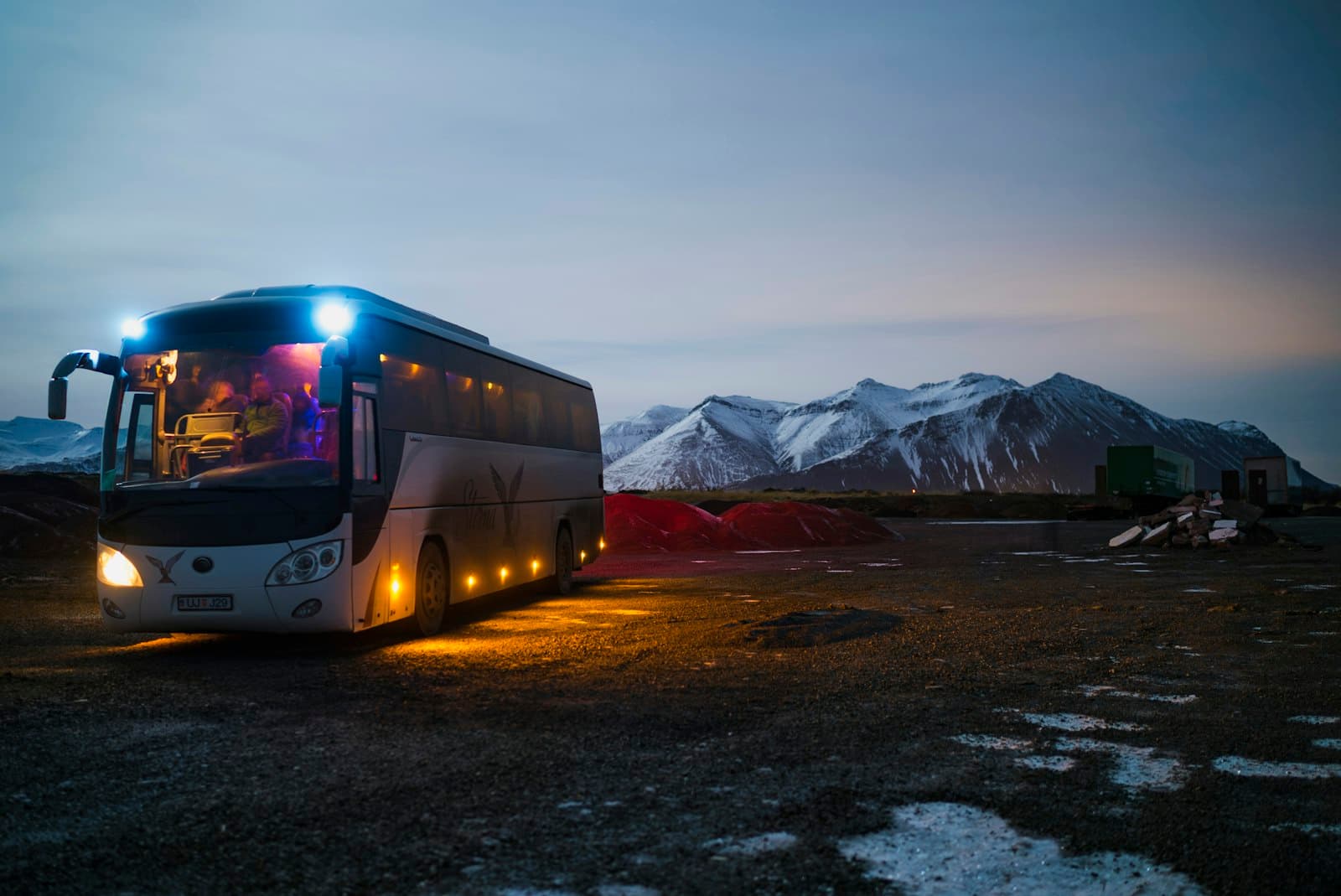 Tour coach ready for an early departure