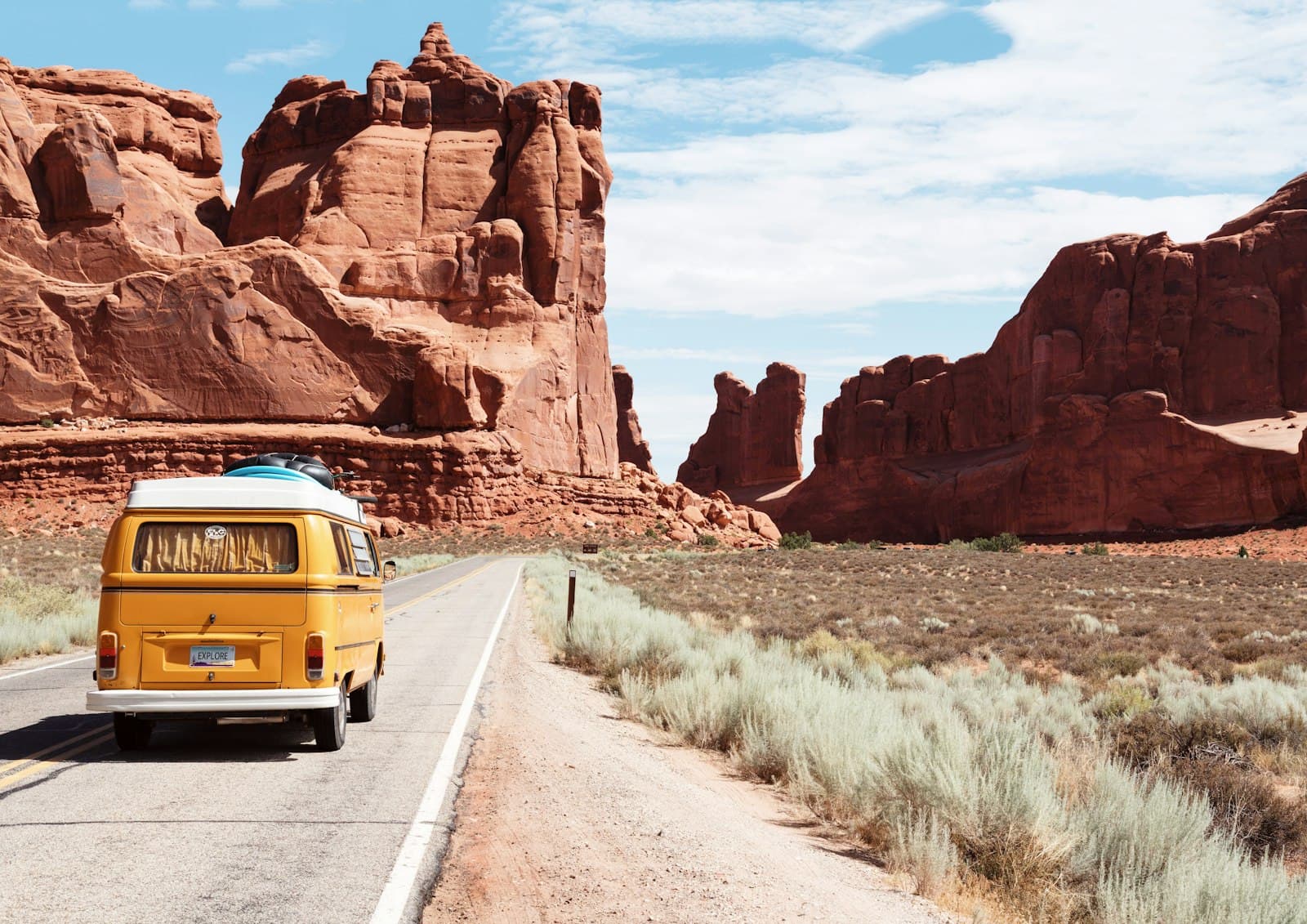 Van on the road for a multi-day island tour